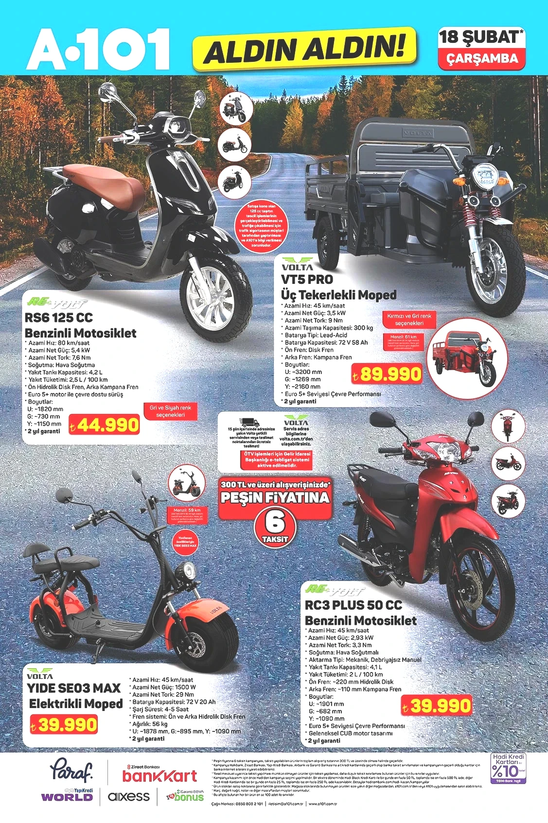 A101 motosiklet fiyatları 18 Şubat
