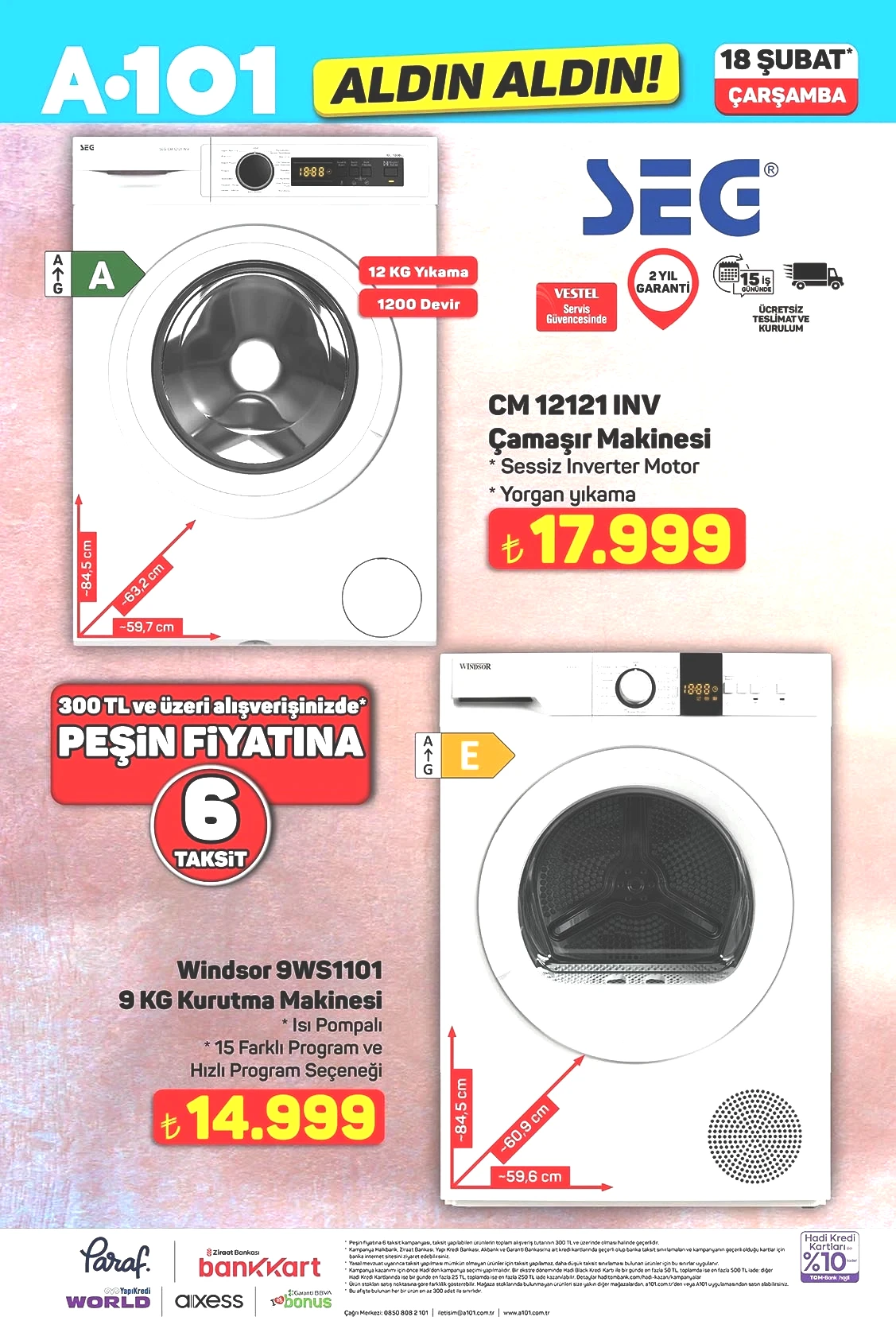 A101 18 Şubat beyaz eşya kampanyası